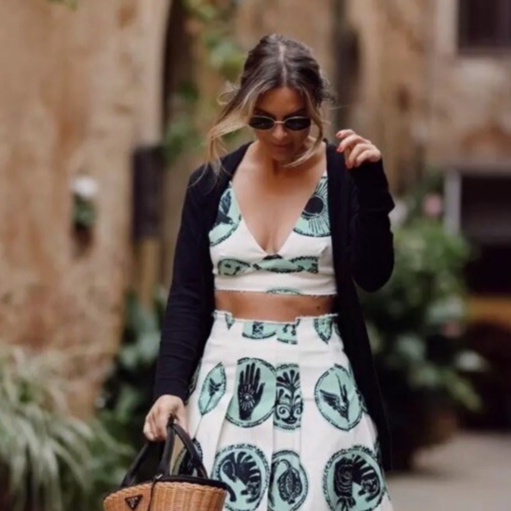 New ZARA ZW Collection Printed Crop Top - Picture 4 of 8